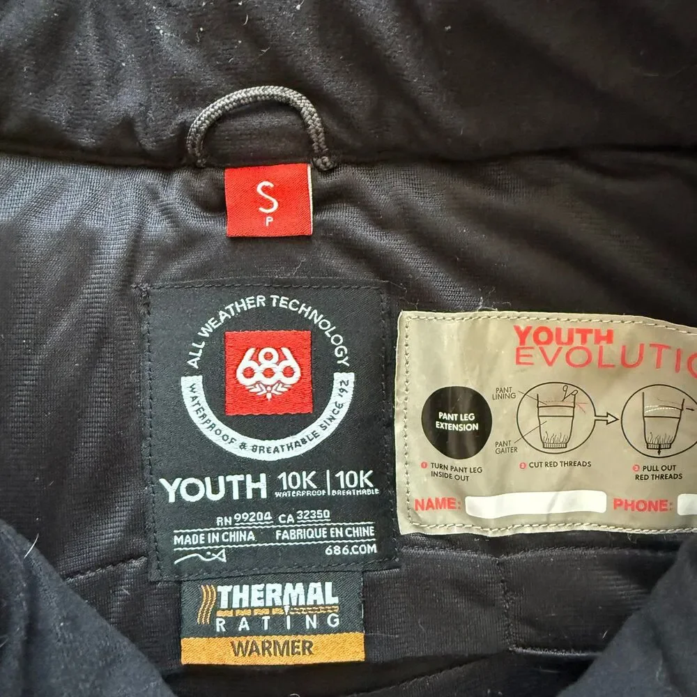 686 Youth Progression Padded Pant in Black in Small